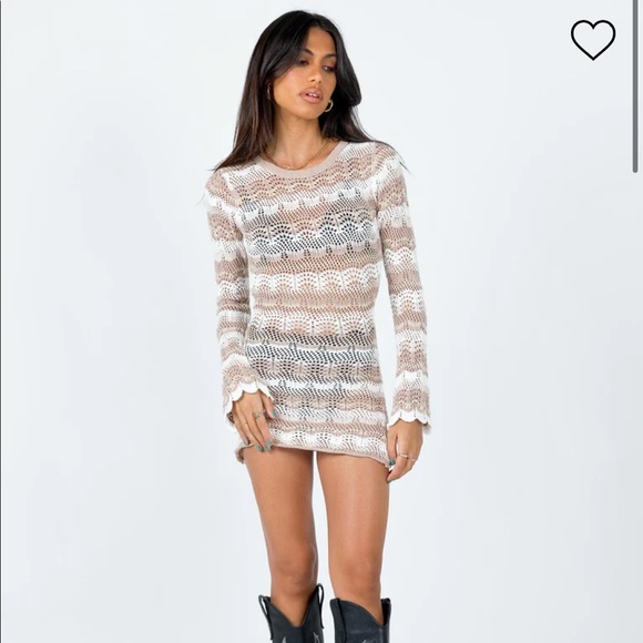 leah knit mini dress BROWN Crochet